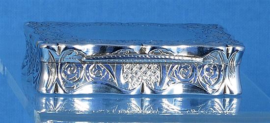 A Victorian silver snuff box, by Frederick Marson, Length 83mm Weight: 4.3oz/134grms